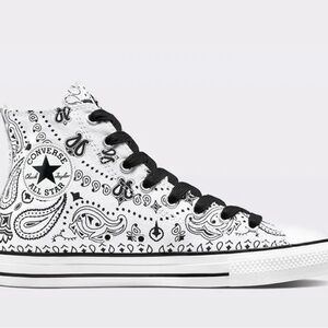 Converse High-Top Sneakers in Black and White Paisley